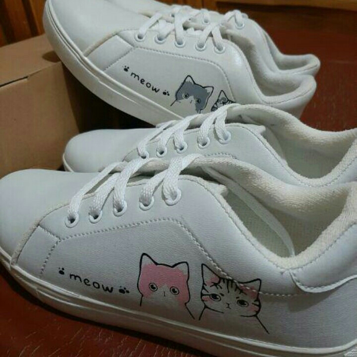 Sepatu Kets Sneakers Wanita Motif MEOW1 Onvieshoess D10 4