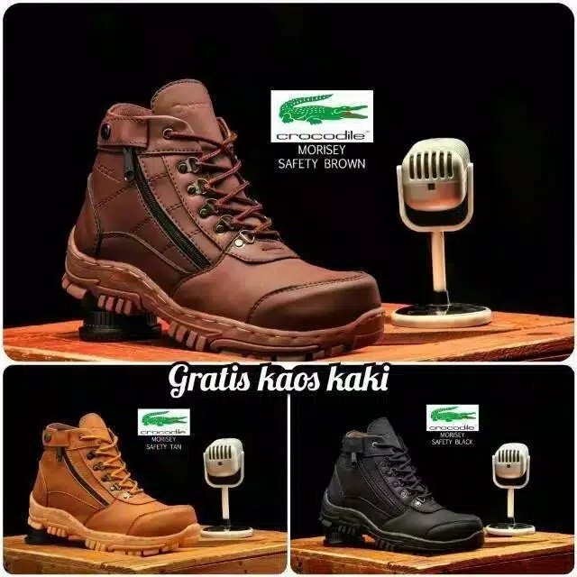 Sepatu Safety Boots Crocodile Zipper 