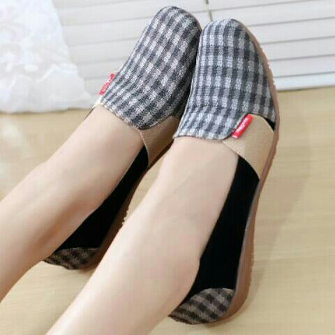 Sepatu Wanita Flat Shoes Kanvas Rajut Flatshoes AEL012 D5