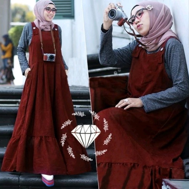 Set 2in1 Overall Fauzana Maroon