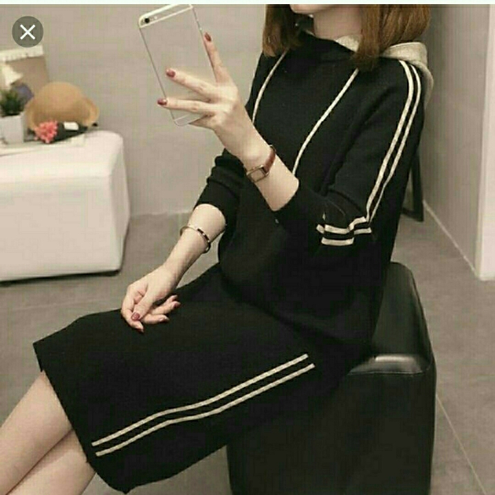Set Hoodie Rok List Hitam