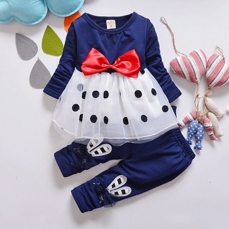 Set Ribbon Rok Putih Warna Navy Kisaran Usia 3-5tahun