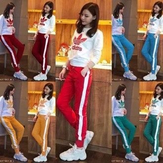 Set long adidas lengan panjang setelan olahraga wanita sporty sport me
