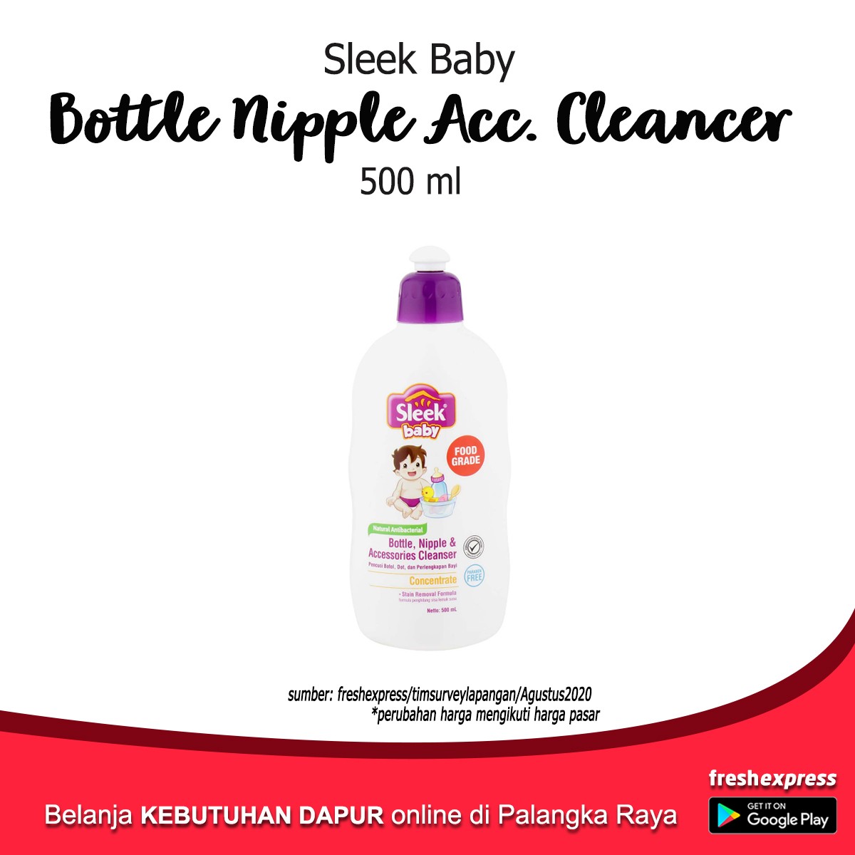 Sleek Baby Bottle Nipple Accessories Cleanser 500 Ml