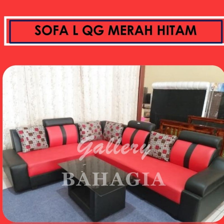 Sofa L QG Merah Hitam