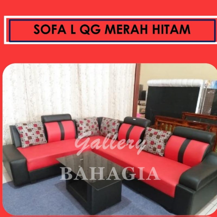 Sofa L QG Merah Hitam