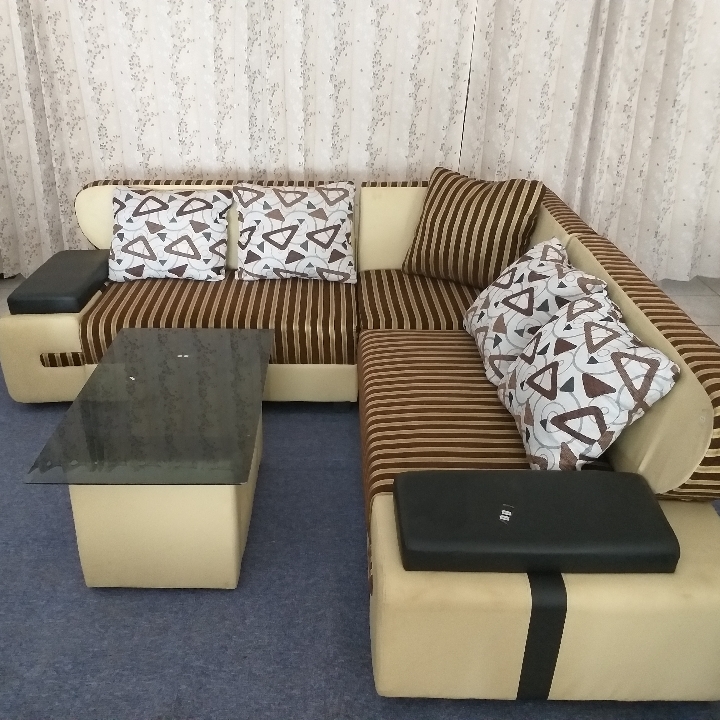 Sofa L Salur Loreng Cokelat 2