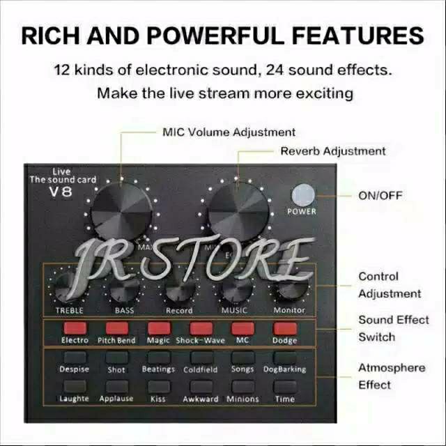 Sound Card v8 untuk HP PC Mac Live Broadcast