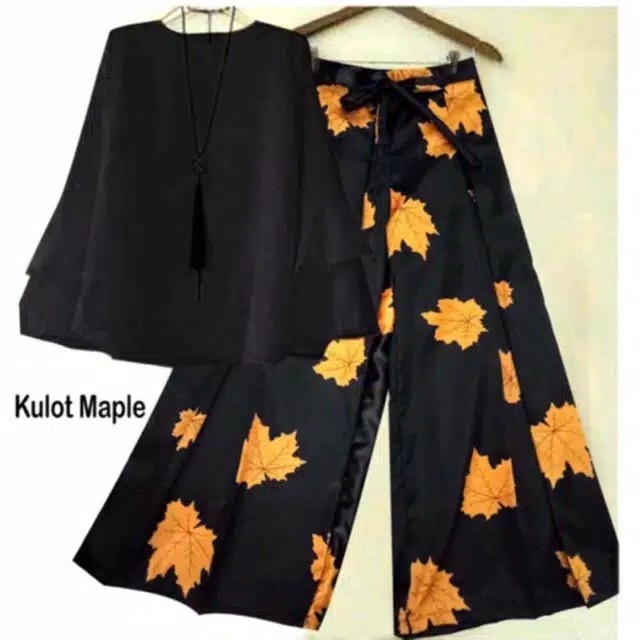 Stelan Kulot Maple Hitam - Celana Hitam