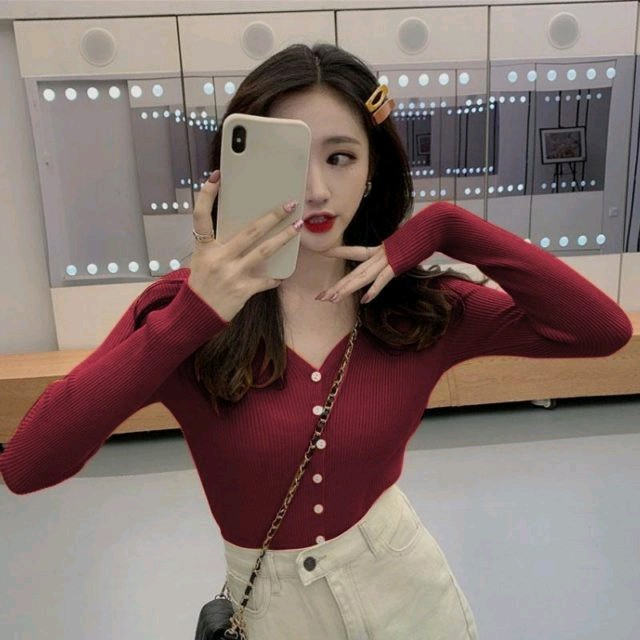 Stevi Vneck Rajut Maroon