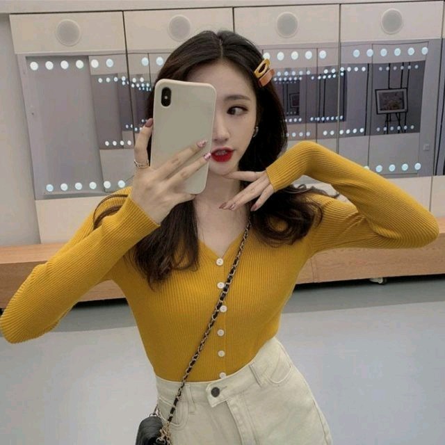 Stevi Vneck Rajut Mustard