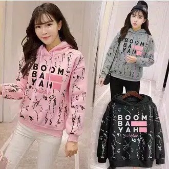 Sweater  BOOM BA YAH Bercak Hodie Wanita Lengan Panjang