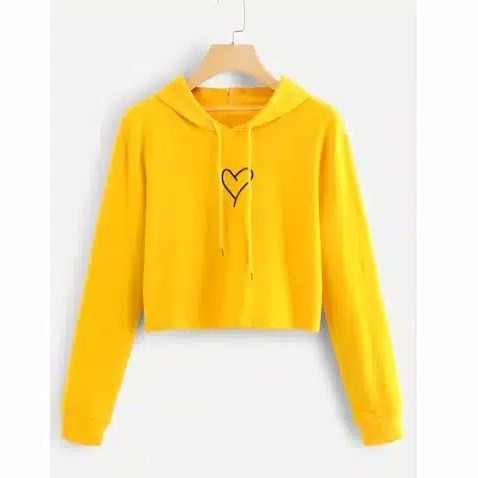Sweater Crop Hodie Wanita Lengan Panjang Line Heart 4