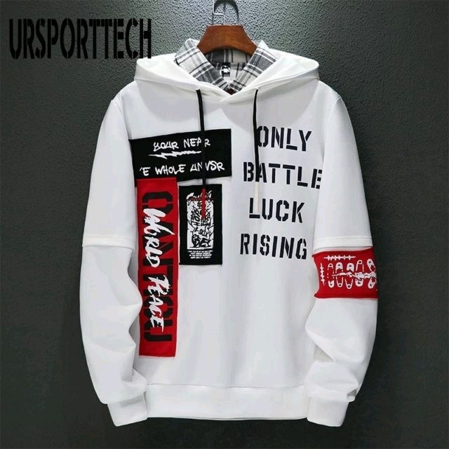 Sweater Hoodie Pria Rising White