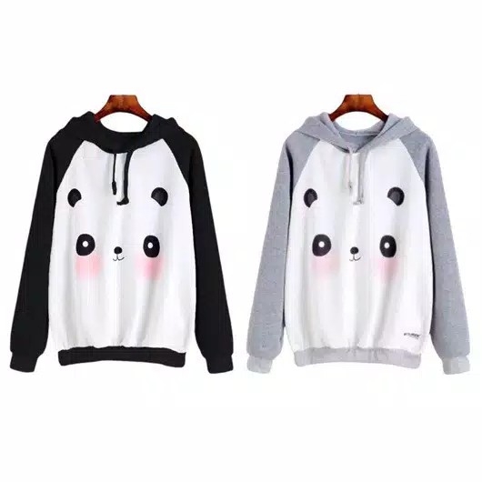 Sweater wanita Hoodie Panda Kombinasi Long Sleeve-Fit L