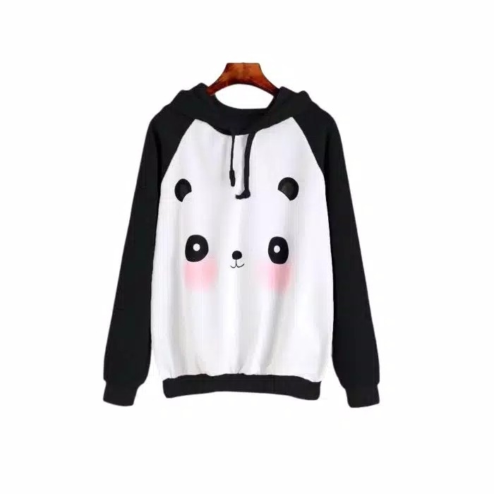 Sweater wanita Hoodie Panda Kombinasi Long Sleeve-Fit L 2