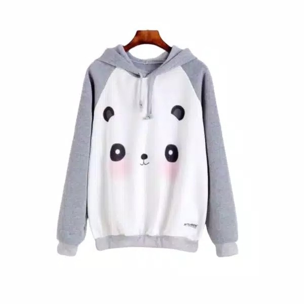 Sweater wanita Hoodie Panda Kombinasi Long Sleeve-Fit L 3