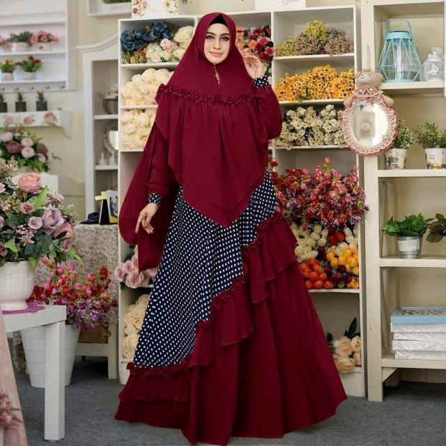Syari Ekaria Polka Maroon