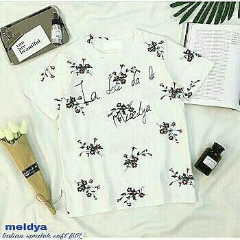 TEE PUTIH MELDYA ROSE FLWR  