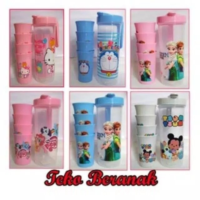 TEKO BERANAK SET 5 IN 1  TEKO TEMPAT MINUM UNIK LUCU