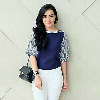 TOP FENITA STRIP NAVY