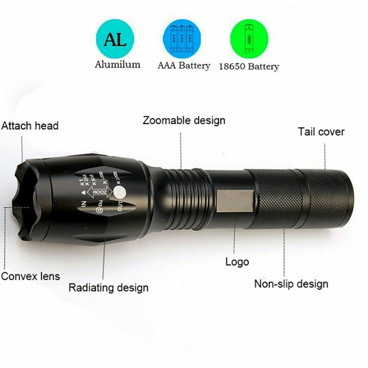 TaffLED Paket Tactical Flashlight Senter NB3OMFL4ABKL D15 4