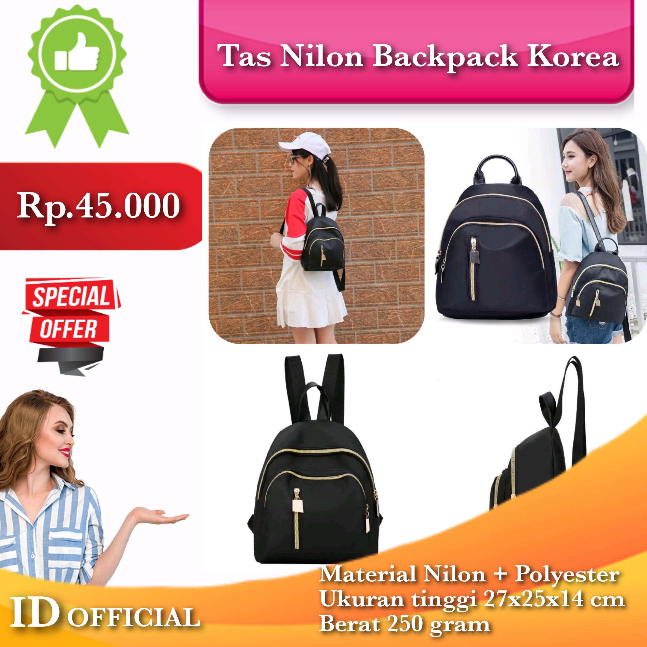 Tas Nilon Backpack Korea