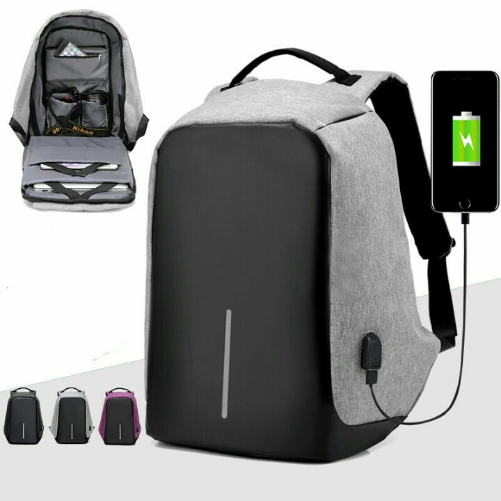 Tas Ransel Laptop Anti Maling dengan USB Charger OMBG38GYZ D20