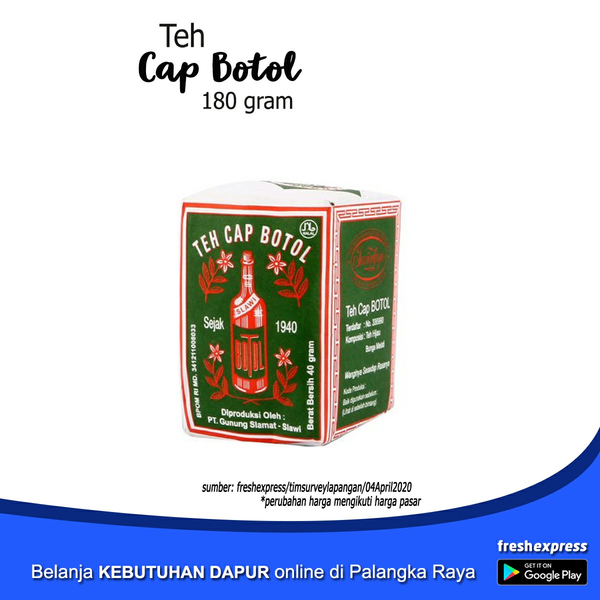 Teh Cap Botol 180 Gram