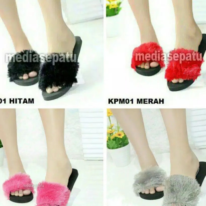 Terlariss Dan Termurah  Sandal Wanita Murah Slop Bulu Rasfur Halus 