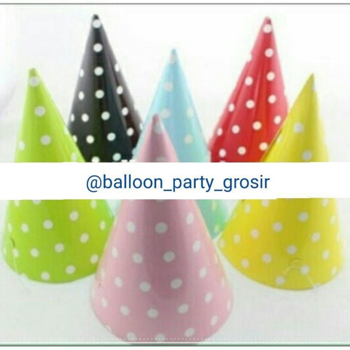 Topi Ulang Tahun Kerucut Motif Polkadot