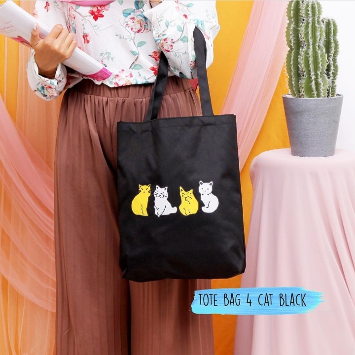 Tote Bag 4 Cat Black