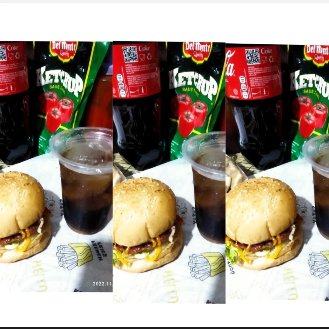 Tripel Burger dan 3 Cup Cocacola Atau Fanta