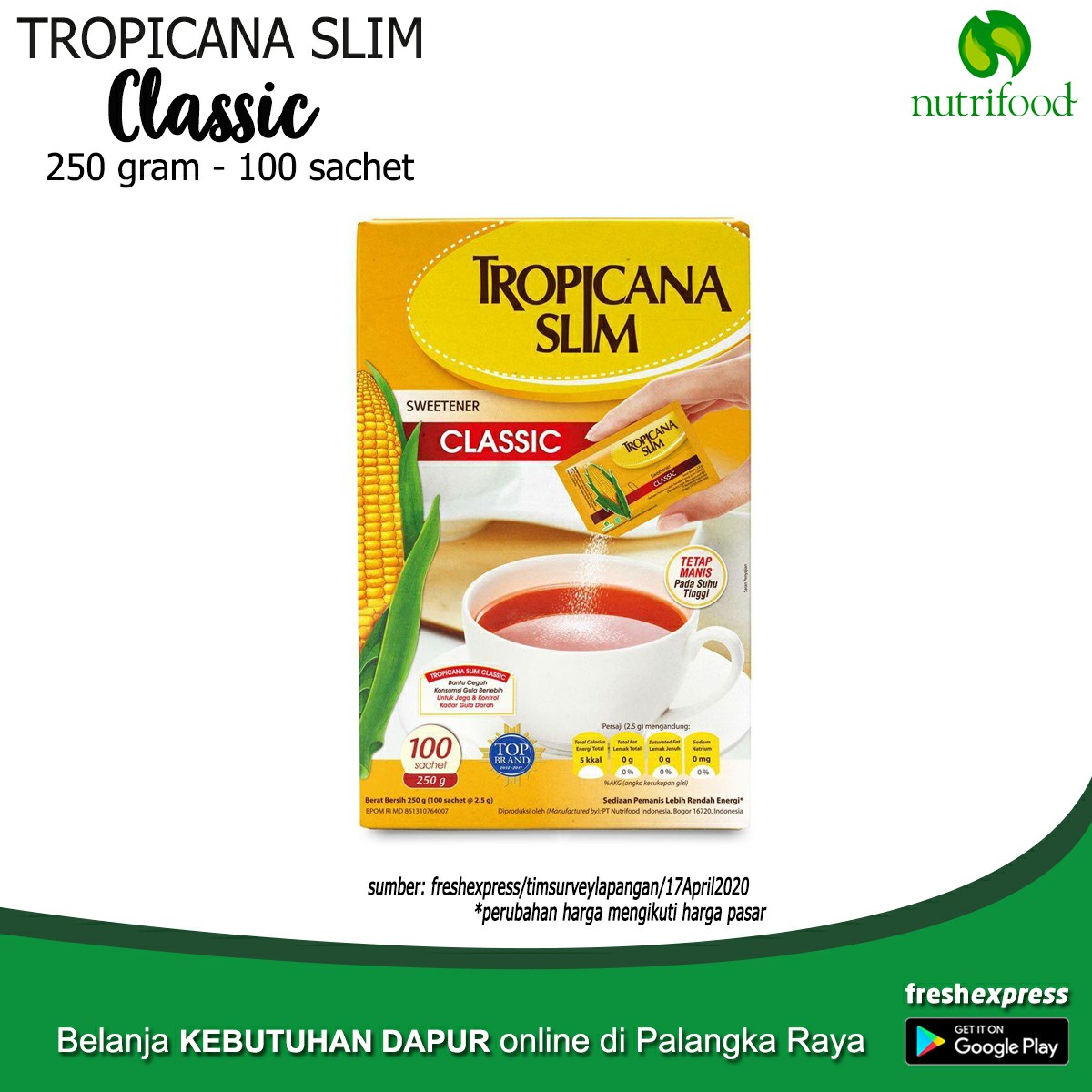 Tropicana Slim Classic 250 Gram - 100 Sachet