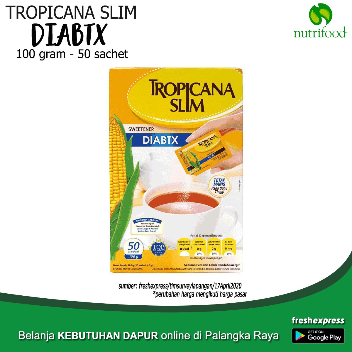 Tropicana Slim DIABTX 100 Gram - 50 Sachet