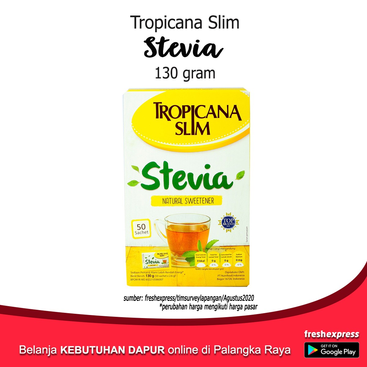 Tropicana Slim Stevia 130 Gram