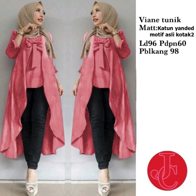 Tunik Viane Kotak Merah