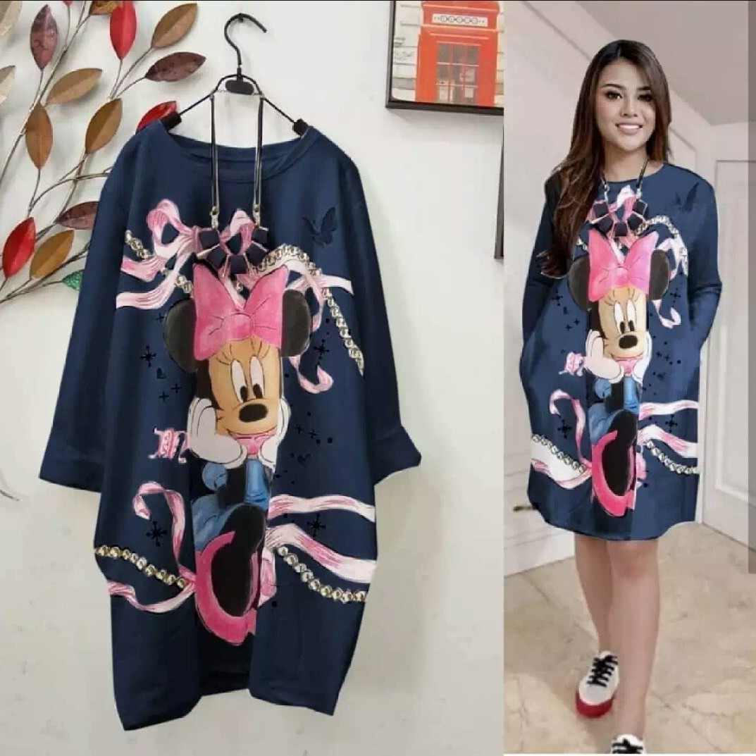 Tunik miniecute Warna Navy All Size Fit XXL