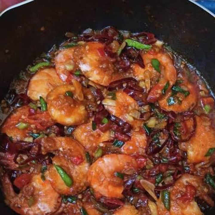 Udang tumis Cabe Kering 