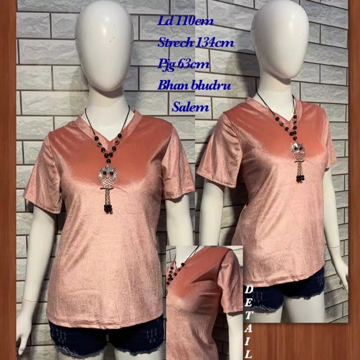 V Neck Velvet Bludru Top  Atasan Wanita Import God Quality Fit To XL 4