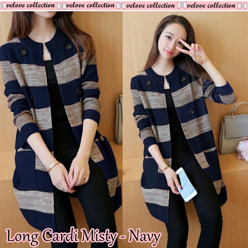 V7V-LONG CARDI MISTY NAVY