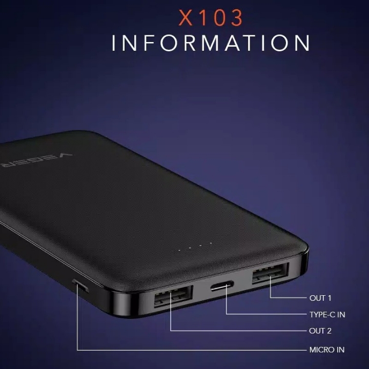 Power Bank VEGER 10500mAh 3