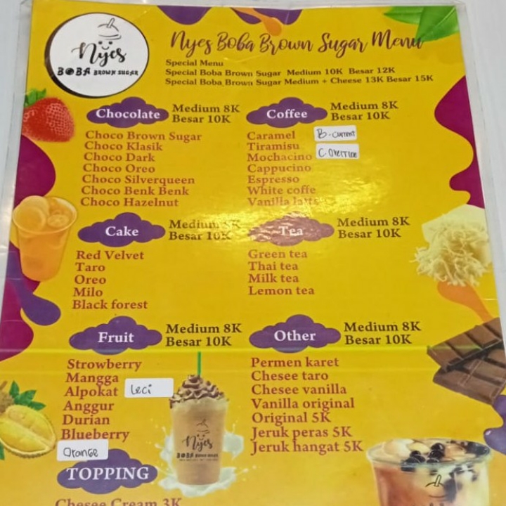 Varian Rasa Buah Boba