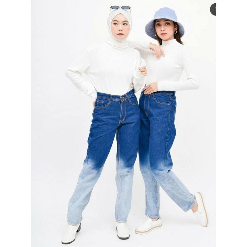 WARNA DEGRADASI CELANA BOYFRIEND HIGHWAIST PREMIUM CELANA JEANS
