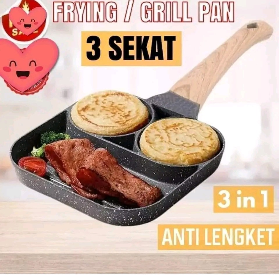 Wajan Frying pan anti lengket 3 sekat  Breakfast Frying pan TEXANIA