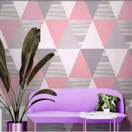 Wallpaper Dinding Segitiga Pink