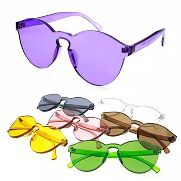 Wanita Kacamata Hitam Trendi Frameless Colorful Sunglasses Women