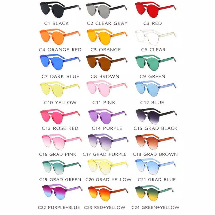 Wanita Kacamata Hitam Trendi Frameless Colorful Sunglasses Women 2