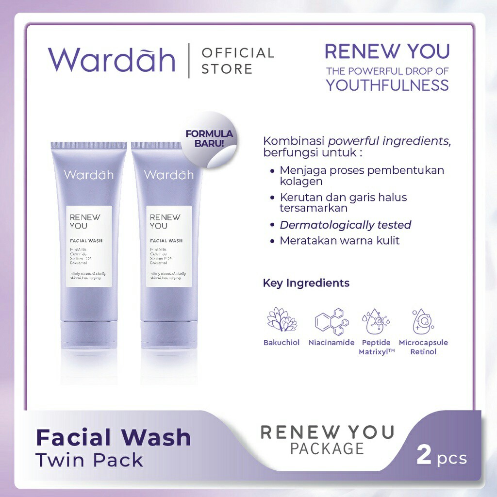 Wardah Renew You Anti Aging Facial Wash 100 ml Twinpack