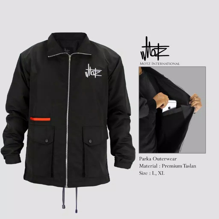 Waterproof Jacket Parka Outwear HITAM Original By Motz